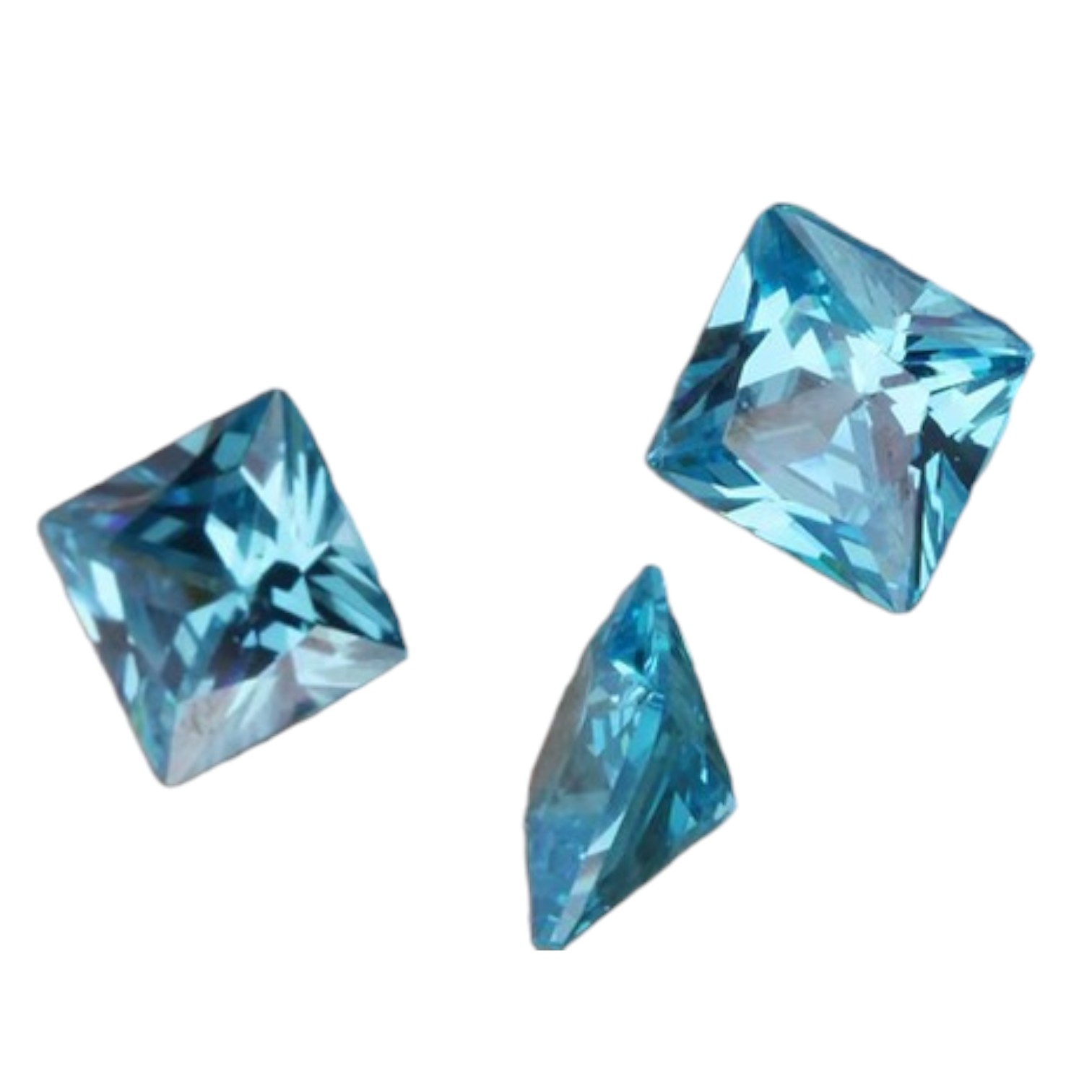 Zirconia AAAAA vierkant Div Afmetingen HITTEBESTENDIG Aquamarijn blauw STAFFELKORTING - Afbeelding 2