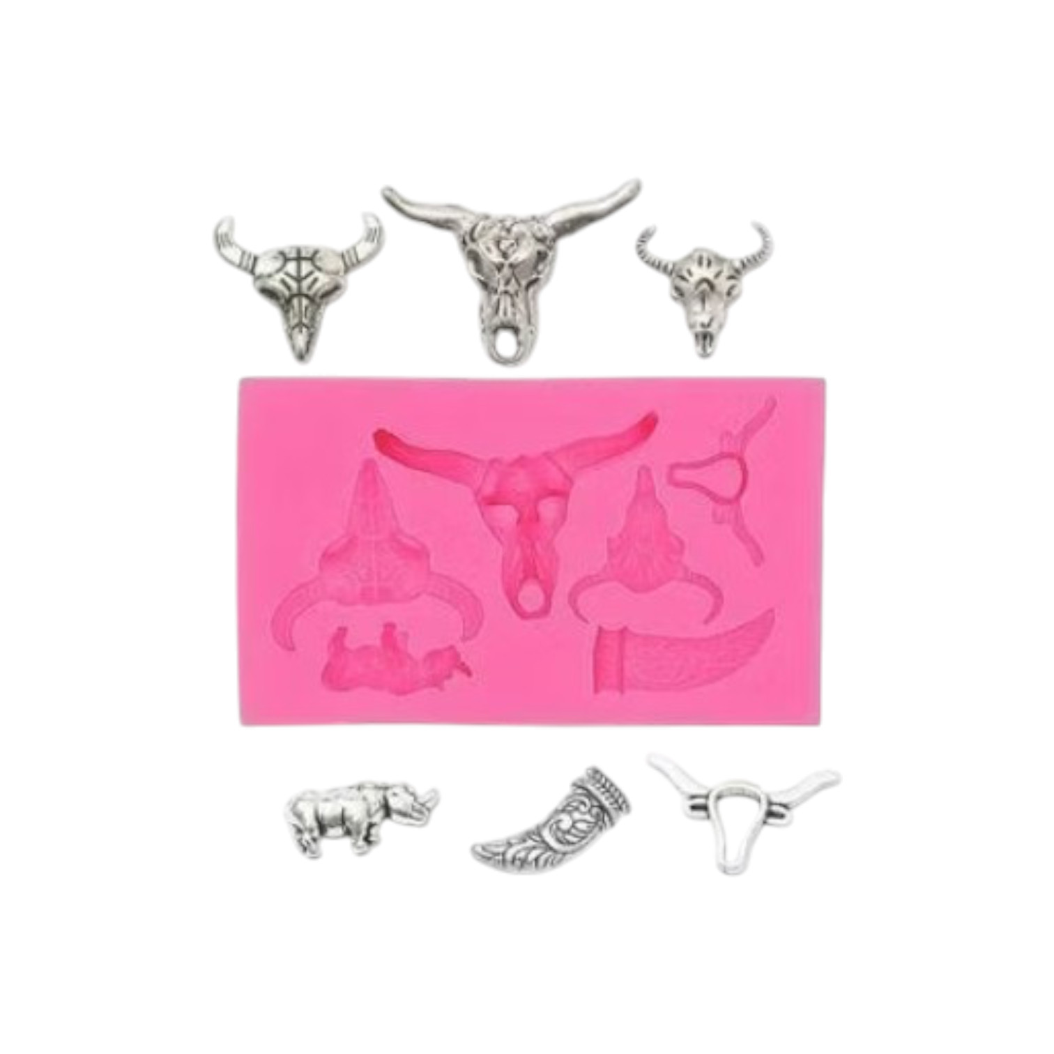 Siliconen mal Cow Bull Skull. Koe, hoorns - Afbeelding 2