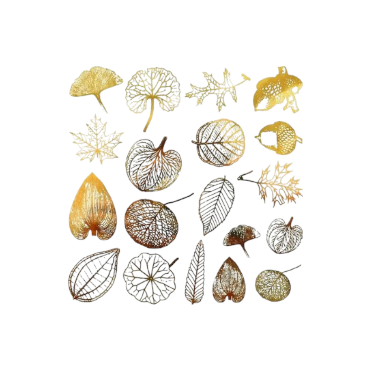 Emaille, glas en keramiek decals Leaves goud