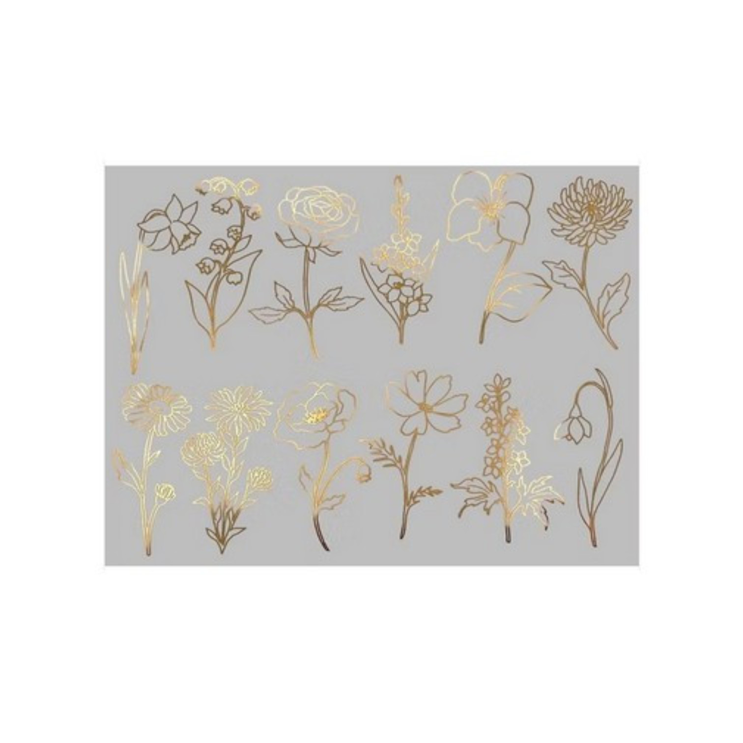 Emaille, glas en keramiek decals Flowers, goud.
