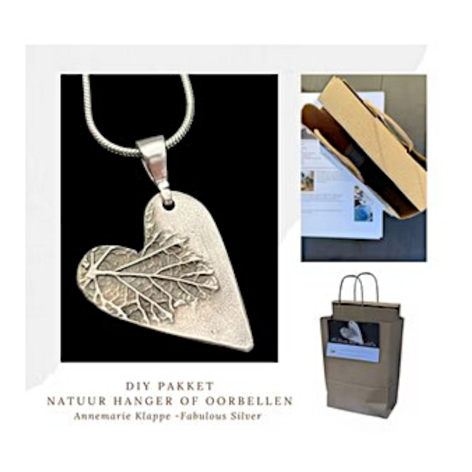 DIY pakket Zilveren "nature" hanger of oorbellen - Beginners Friendly