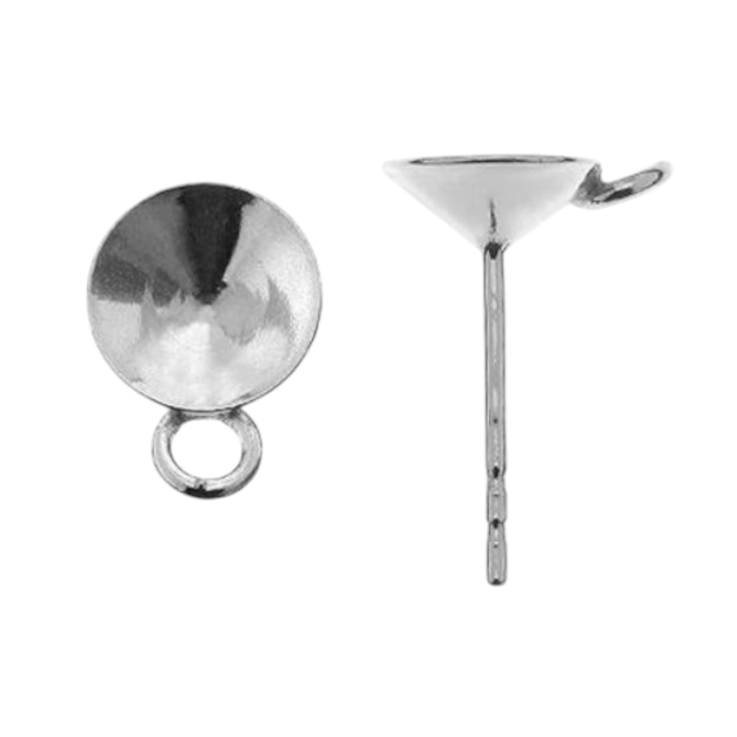 Oorstekers voor 6 mm zirconia met hangeroog. 925 Sterling zilver