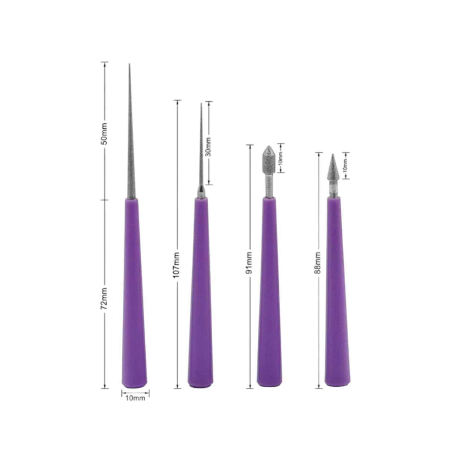 Diamantvijlen, vijl, vijlen rond set van 4 vijlen - Afbeelding 2