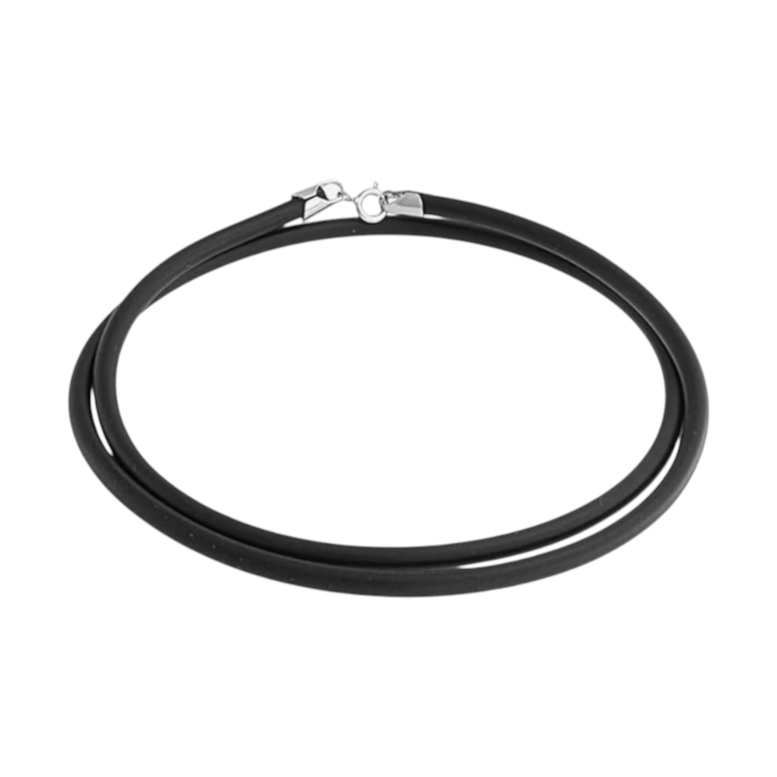 Rubber collier, koord, met degelijke 925 zilveren sluiting. 2mm Diverse lengtes