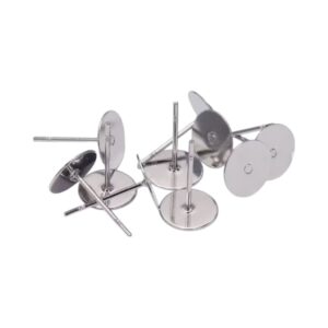 Oorbel pinnen met plaatje RVS 304 Hypoallergeen 4mm10 Paar.