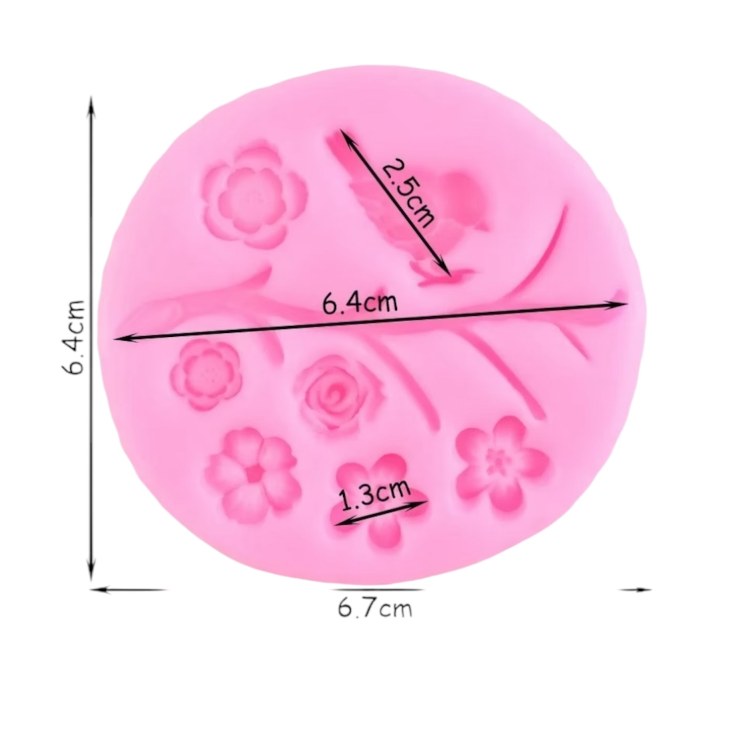 Siliconen mal takje met vogeltje en bloemetjes - Afbeelding 2