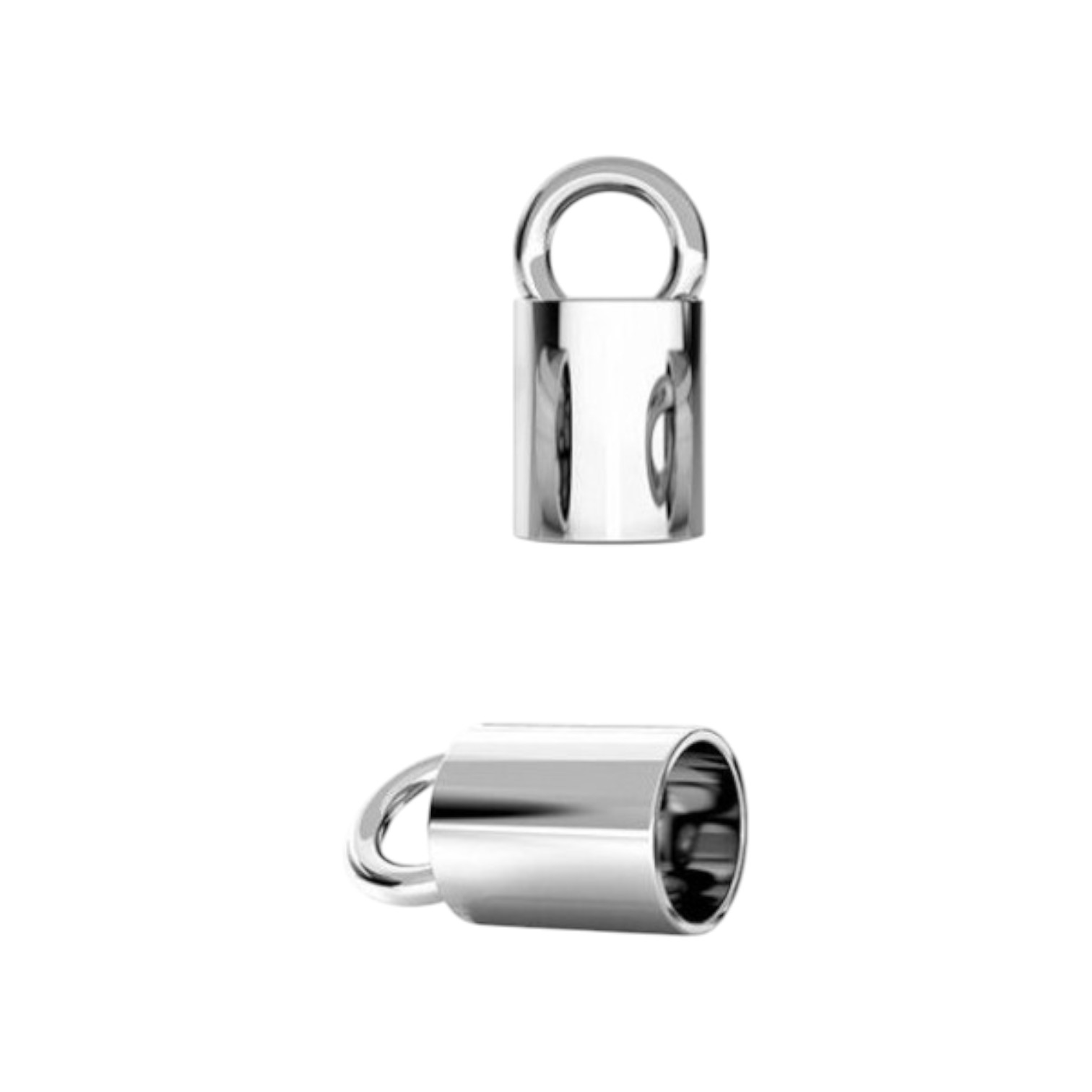 Eindkap voor koord of ketting. 925 sterling zilver. Diverse afmetingen Per paar