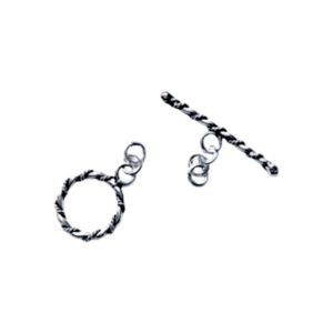 Toggle sluiting 13.5/27mm, twisted wire  925 Sterling Zilver