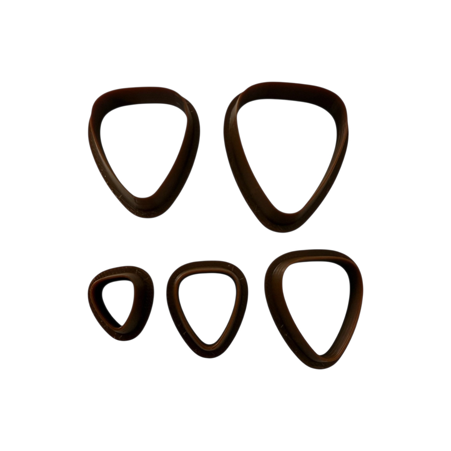 Cutting out shapes for clay/ clay jewelry Set of 5 Rounded triangles.