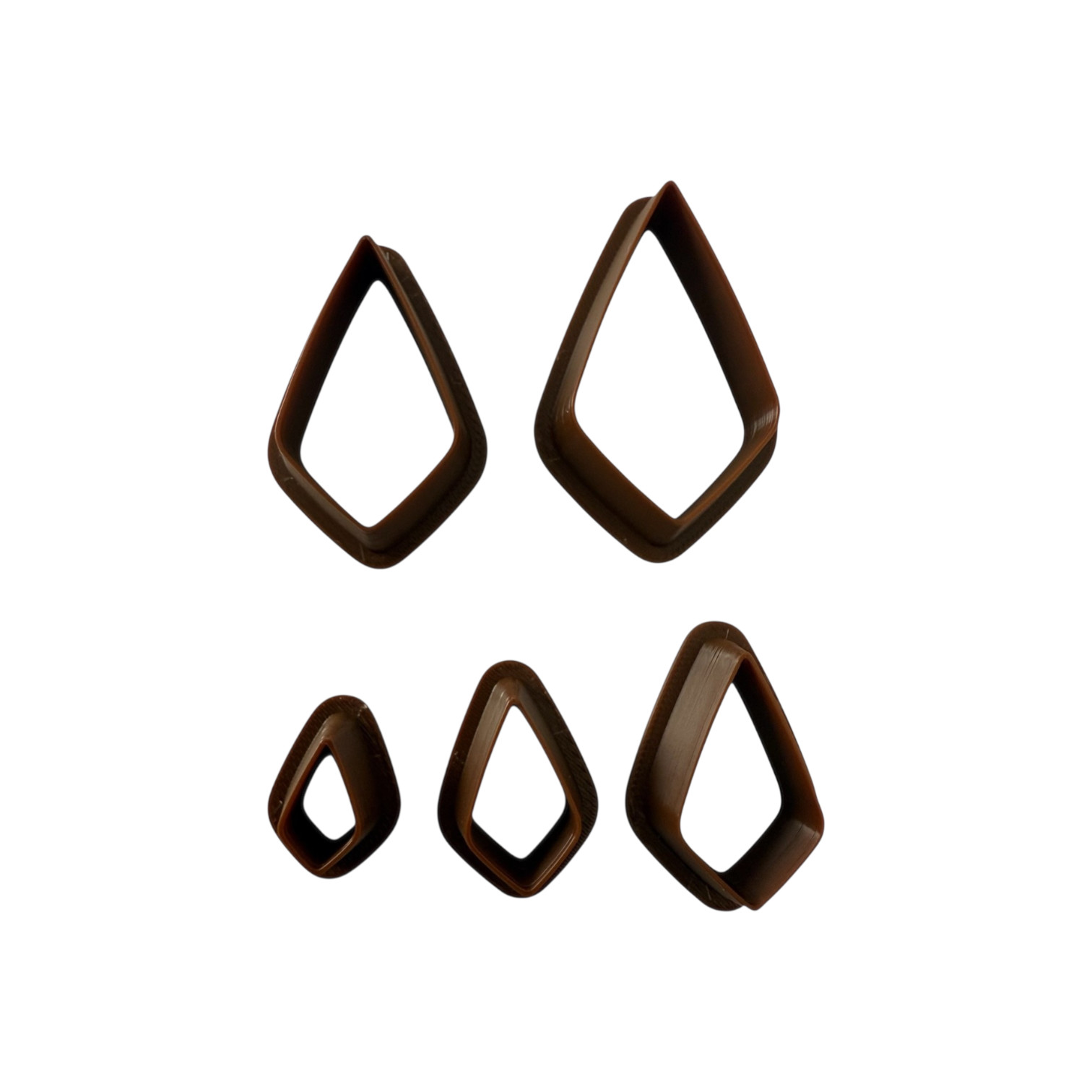 Uitsteekvormen voor klei/ kleisieraden Set van 5 ongelijkzijdige Ruitvormen