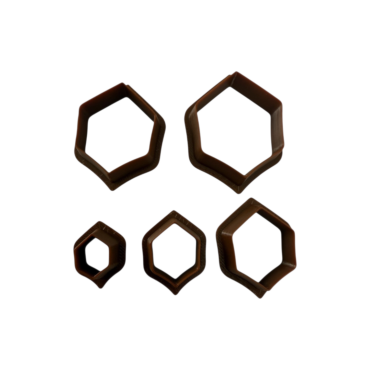 Uitsteekvormen voor klei/ kleisieraden Set van 5 Gestileerde vijfhoek