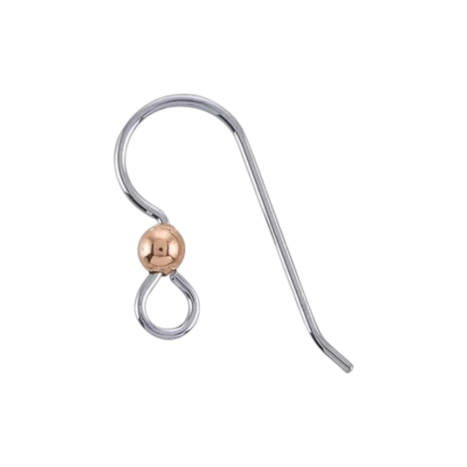 Oorbelhaakjes 925 Sterling Zilver met koperen bolletje