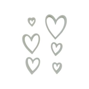 Uitsteekvormen voor klei Set van 6 lange hartjes
