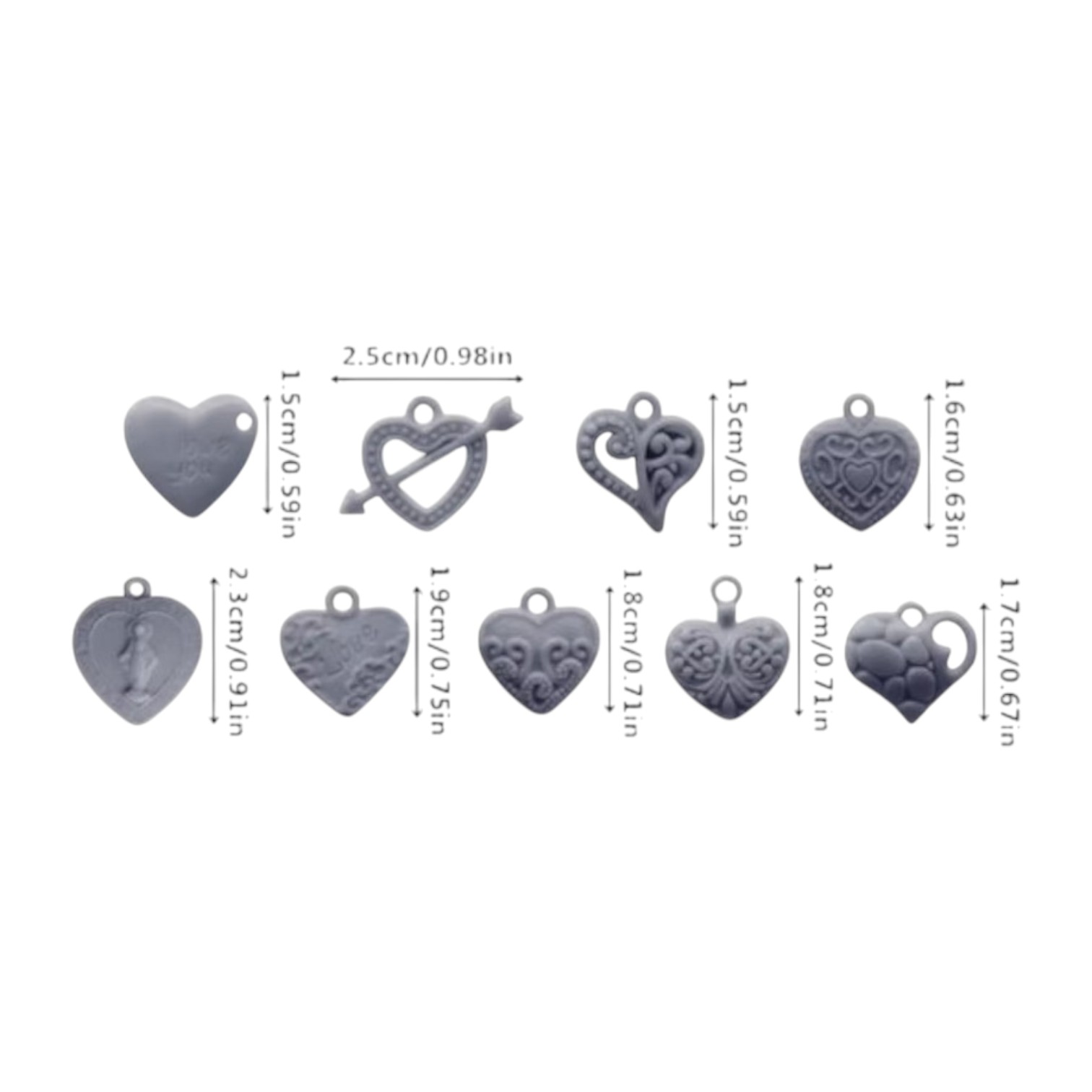 Siliconen mal met verschillende hartjes met hangeroog - Afbeelding 3