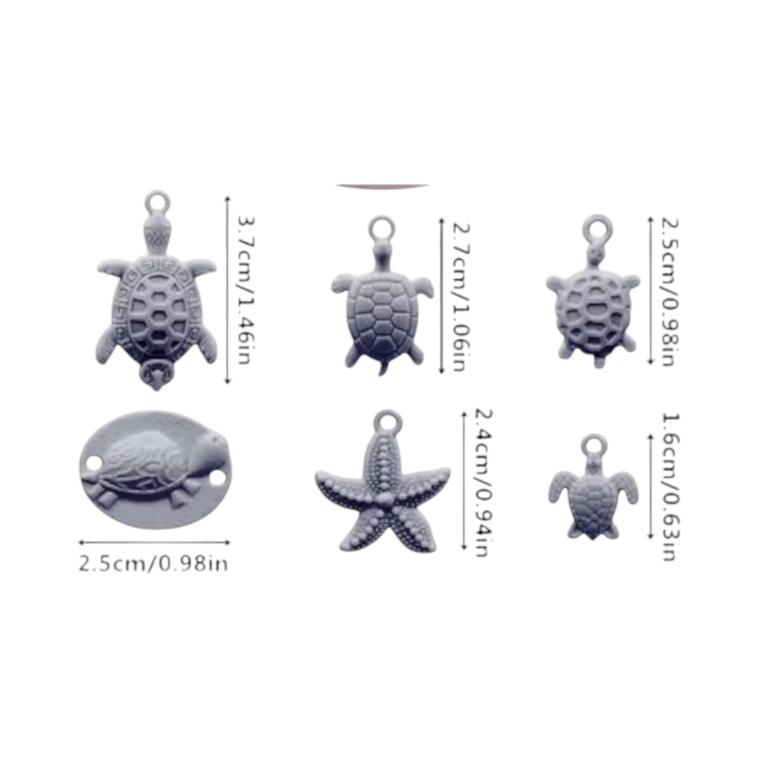 Siliconen mal verschillende schildpadjes, en zeester met hangeroog - Afbeelding 3