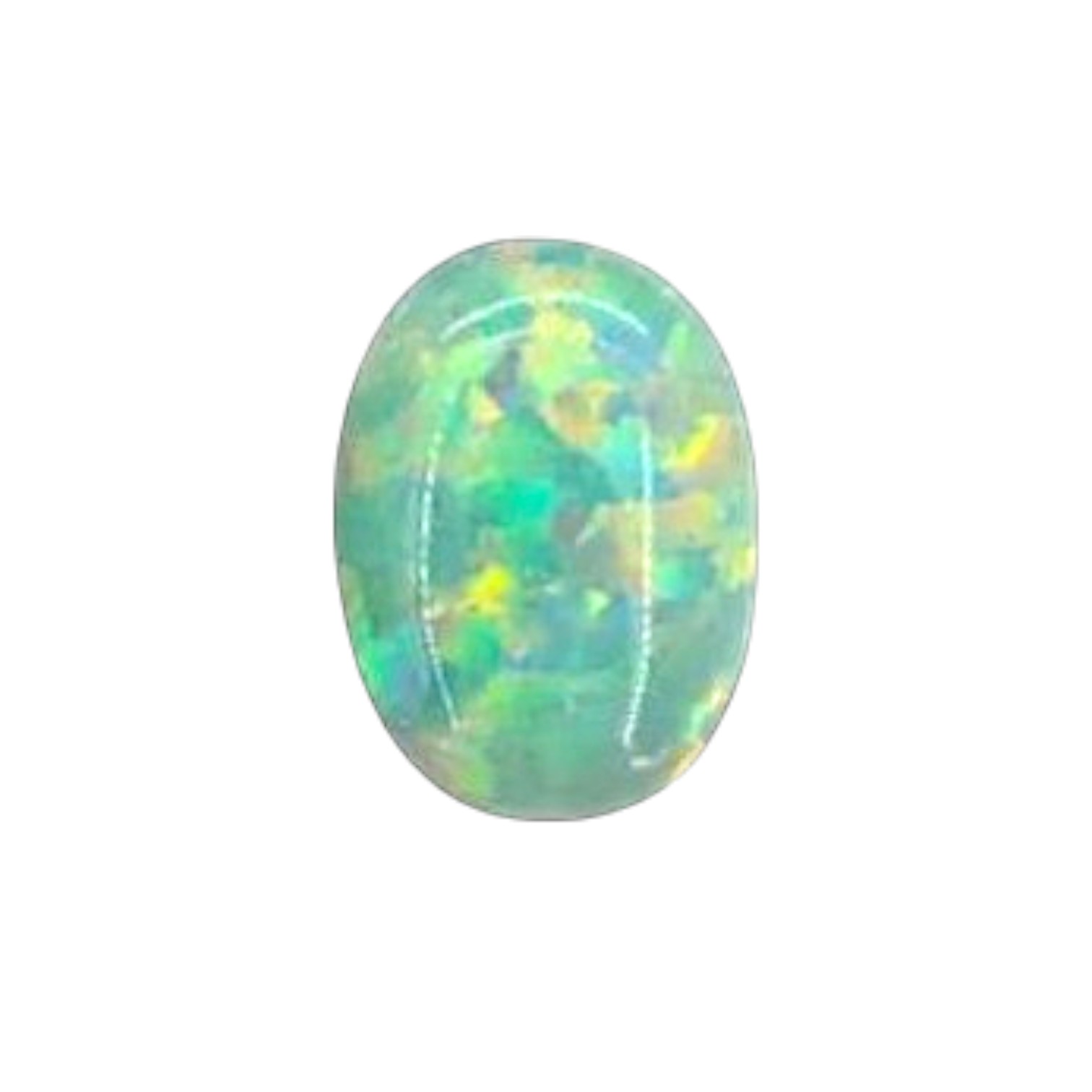 Cabochon d'opale synthétique. vert tendre 4*6