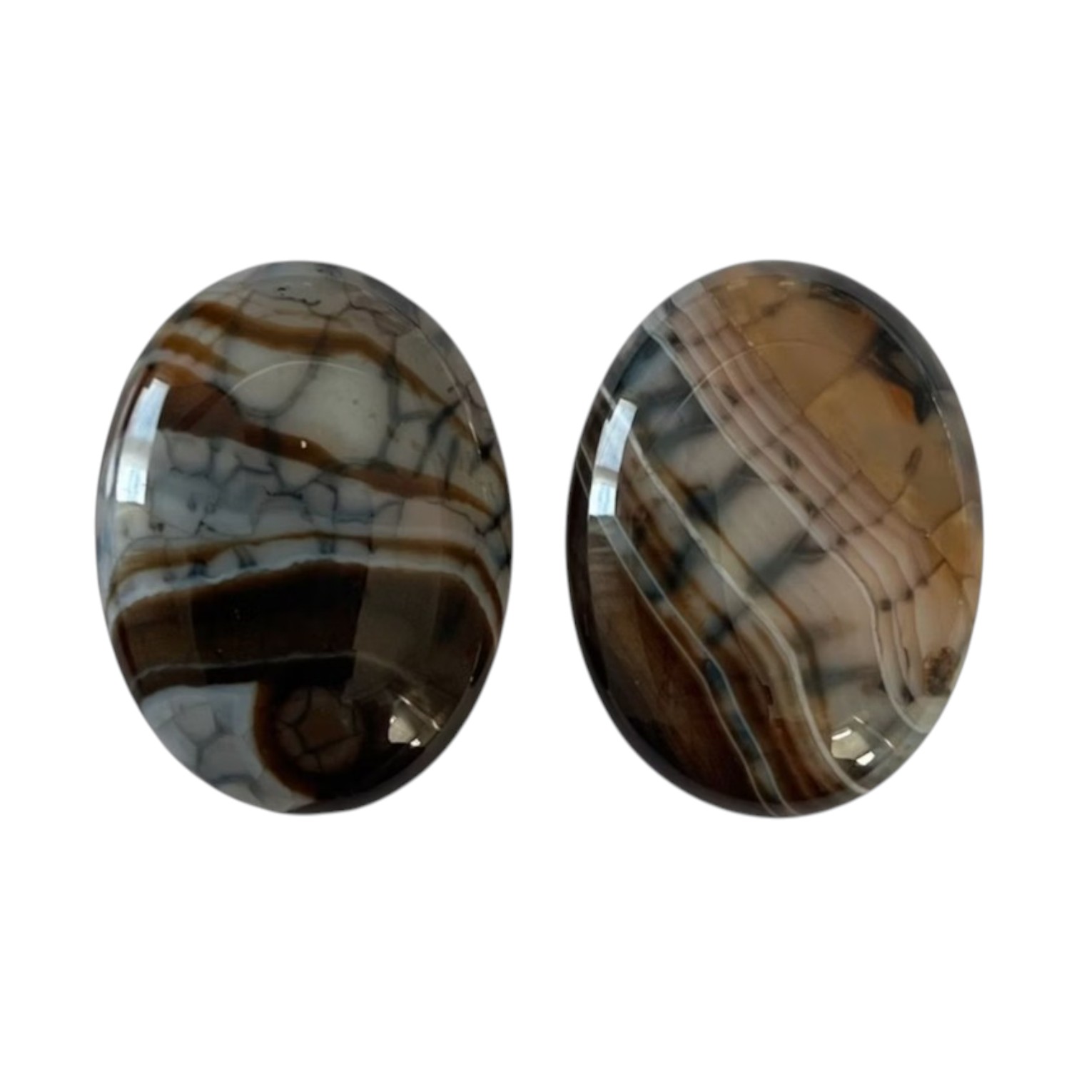 Grey stripe Agate Cabochon Natuursteen Ovaal 30*40 mm - Afbeelding 2