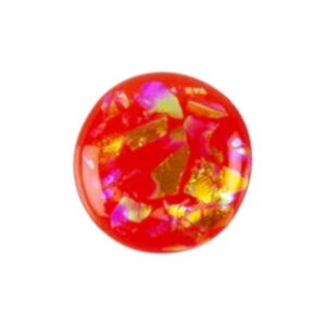 Dichroic Glas cabochon. Donker oranje ca 10-14 mm