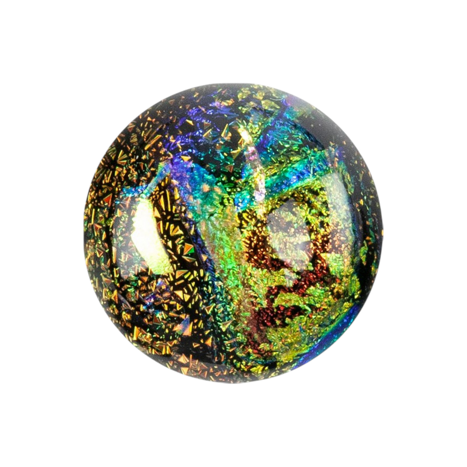 Dichroic Glas cabochon. Gemeleerd Goud 6-10 mm