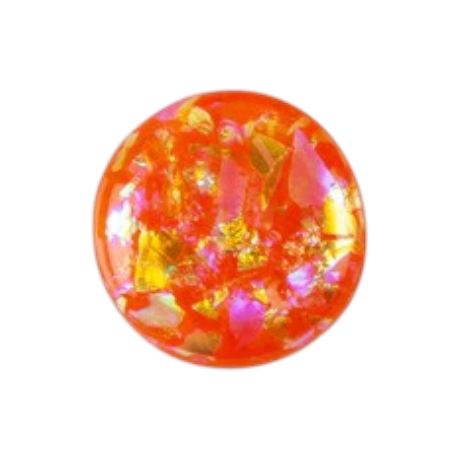 Dichroic Glas cabochon. Oranje ca 10-14 mm