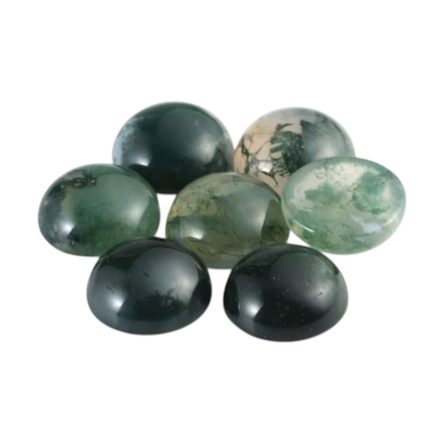 Mos Agaat Cabochon natuursteen. Rond. Diverse afmetingen - Afbeelding 2