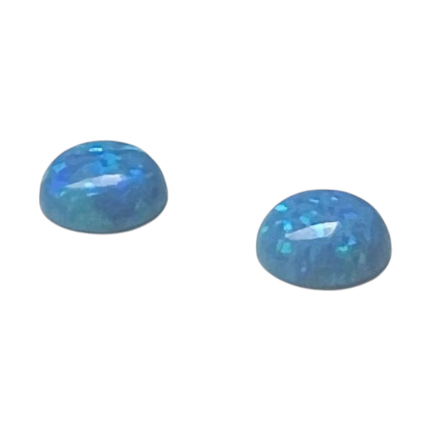 Synhetische opaal. Blauw cabochon. Rond 4mm - Afbeelding 2
