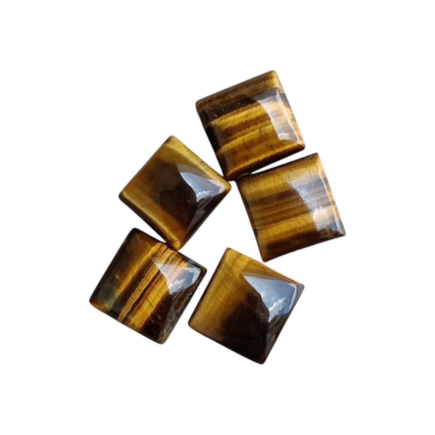 Tijgeroog vierkant Cabochon natuursteen 10*10mm - Afbeelding 2