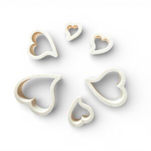 clay cutters, cutters for clay jewelry, clay jewelry, mini cutters, in heart shape 6 piece mini hearts, heart, heart