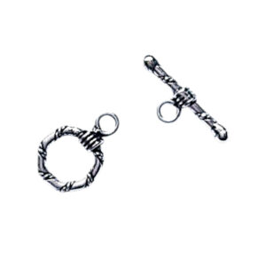 Toggle sluiting 9.5/17mm, twisted wire  925 Sterling Zilver antiek