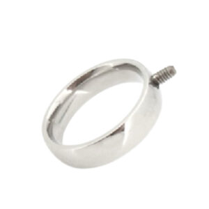 Wisselring met M2.5 schroefdraad Breedte ring 5mm, lengte schroefdraad 3.5mm Hoogglans gepolijst Deze ring is speciaal gemaakt om een glastop op te draaien; gebruik hiervoor onze topmoer TP0020 Set van 5 ringen in de maten 16, 16.5, 17, 17.5 en 18mm