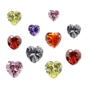 Set met hartjes zirconia. 10 stuks in 2 maten. 5xA hittebestendig