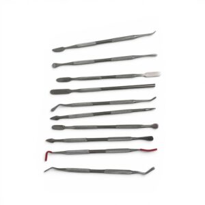 10 piece set with spatulas for clay modeling, wax carving etc.