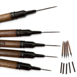 Set van 5 fijne precisiepenseeltjes voor emailleren, emaille schilderwerk en detailwerk bij het maken van sieraden.