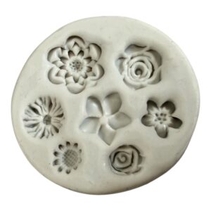 Siliconen bloemenmal van 5 cm met verschillende bloem- en rozenvormen voor sieraden maken met klei, epoxy en resin.